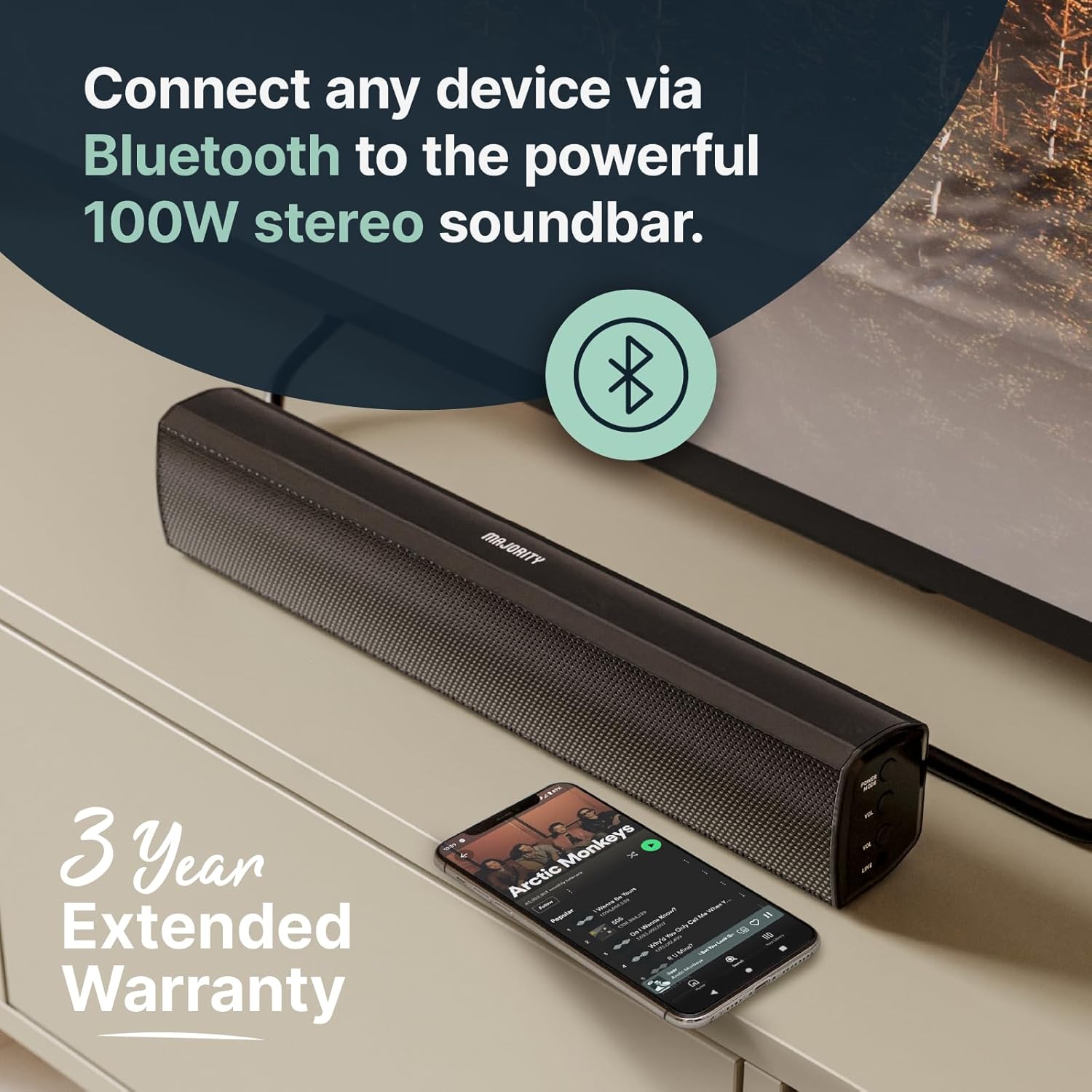 Саундбар за телевизор Majority Bowfell Plus 2.1 Bluetooth Soundbar Subwoofer 100W - Image 2