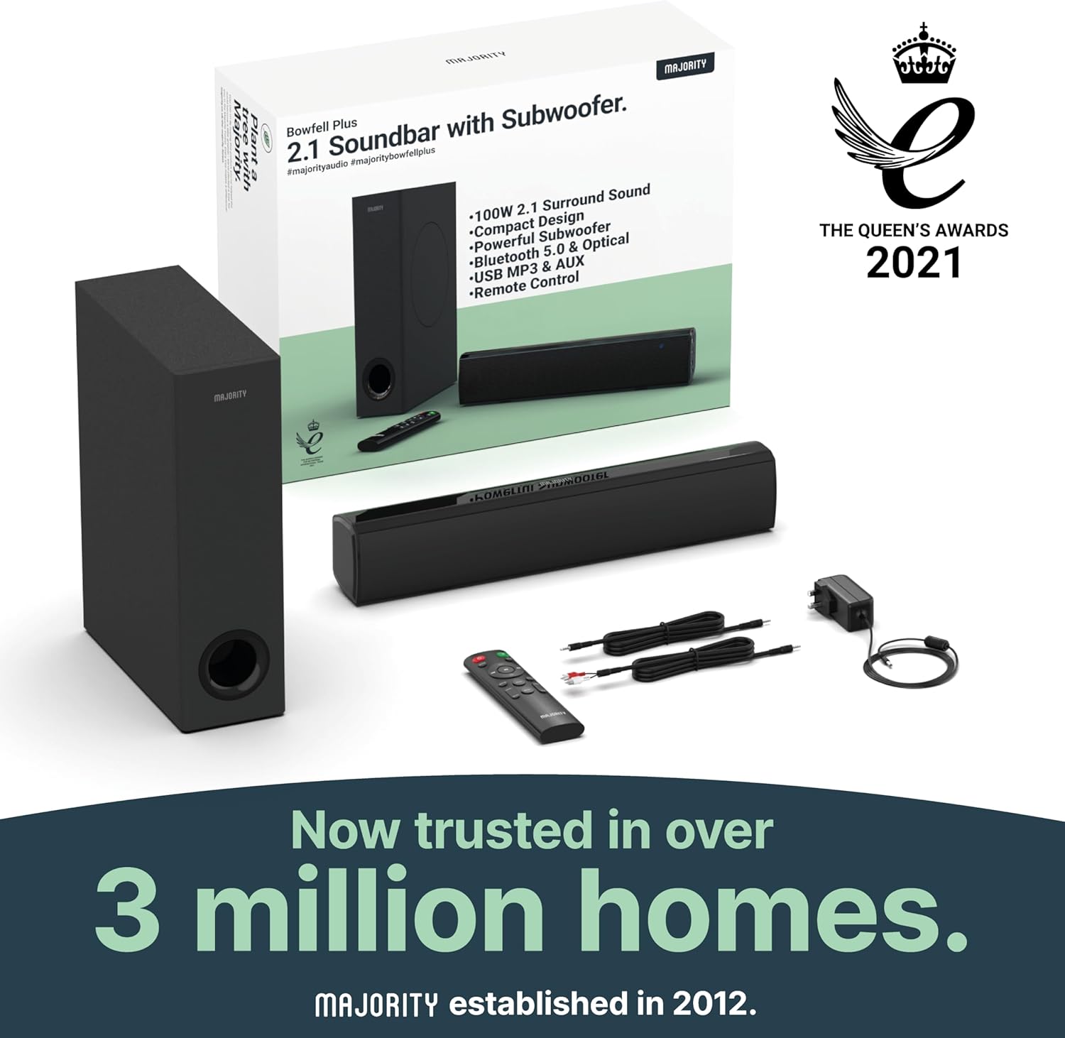 Саундбар за телевизор Majority Bowfell Plus 2.1 Bluetooth Soundbar Subwoofer 100W - Image 6