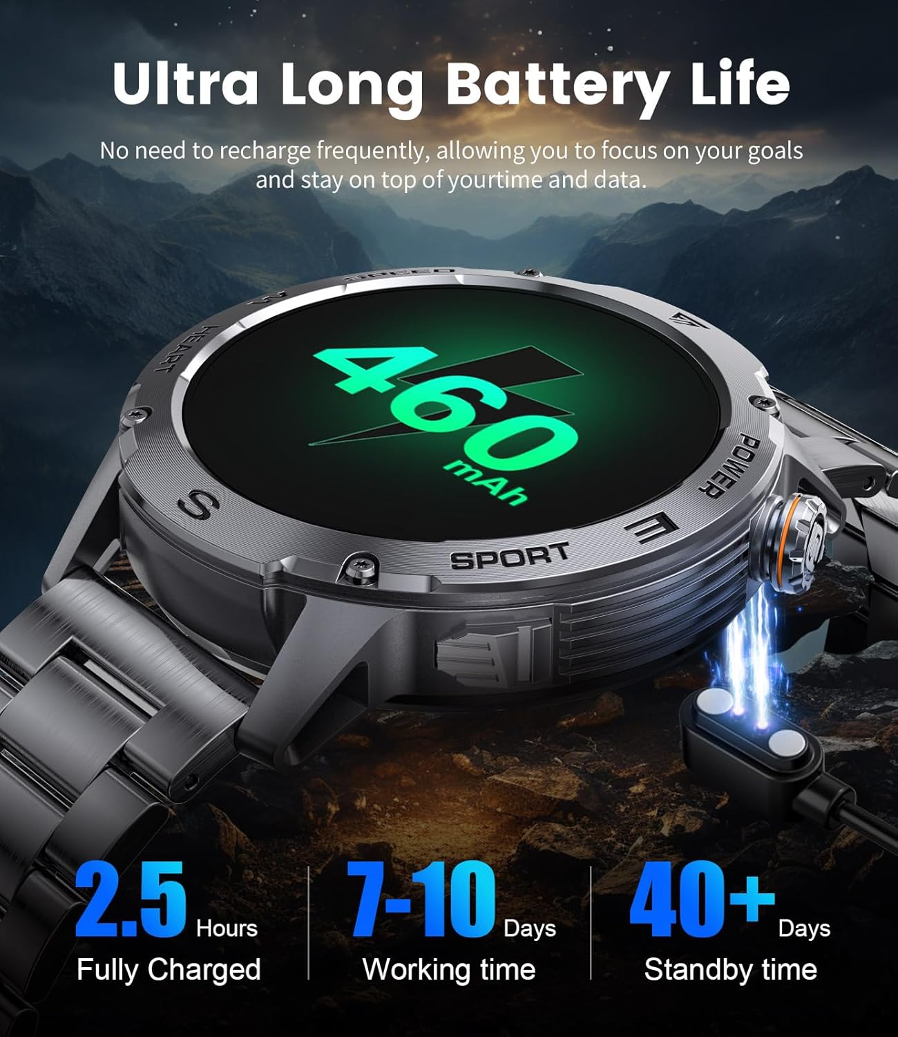 Смарт часовник DREMAC EF1 Smart Watch Men's Military 1.43 Inch Amoled - Image 2