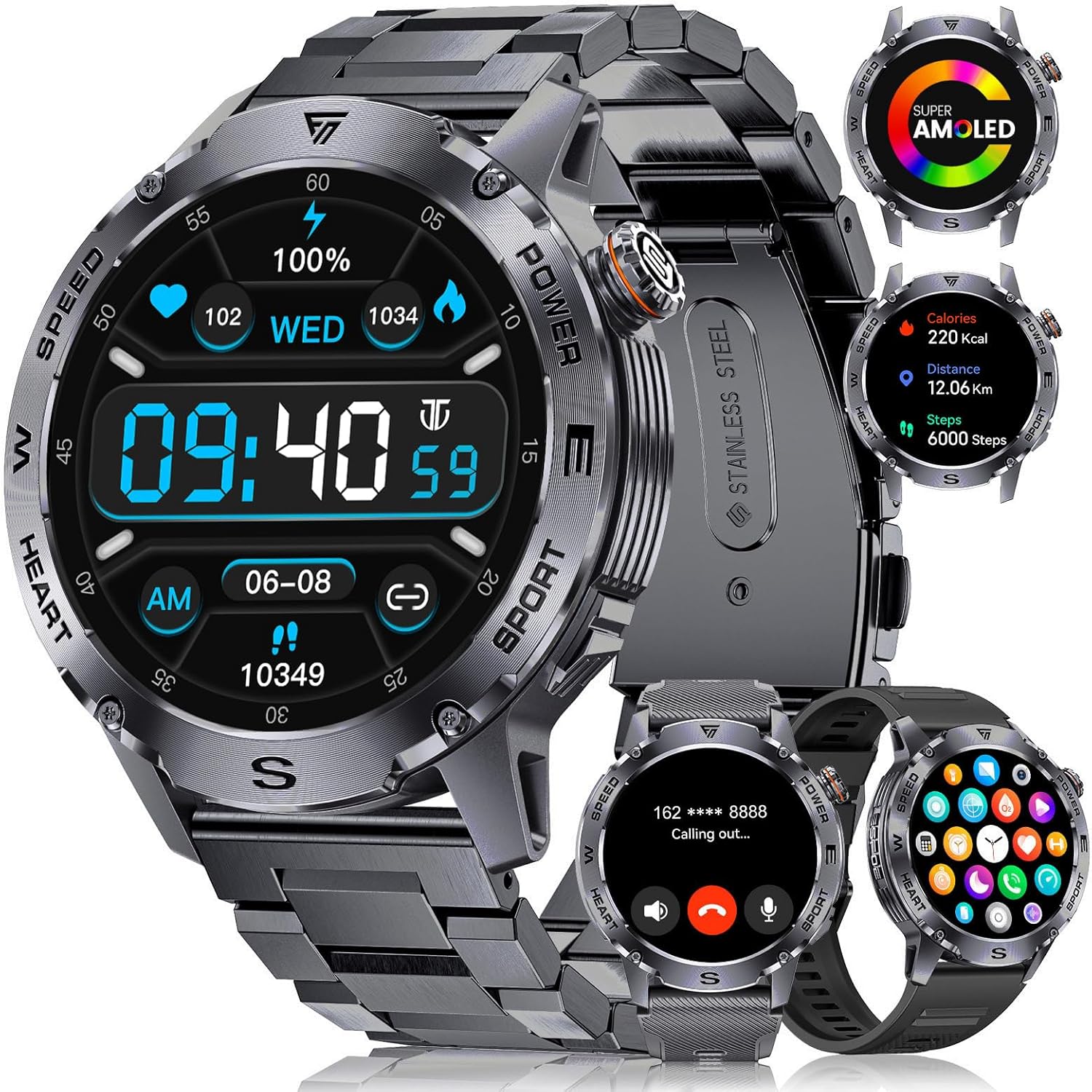 Смарт часовник DREMAC EF1 Smart Watch Men's Military 1.43 Inch Amoled