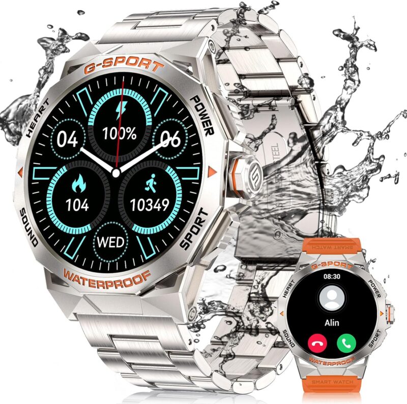 Смарт часовник DREMAC EF3 Smart Watch Men's Military 1.43 Inch Amoled Silver Orange