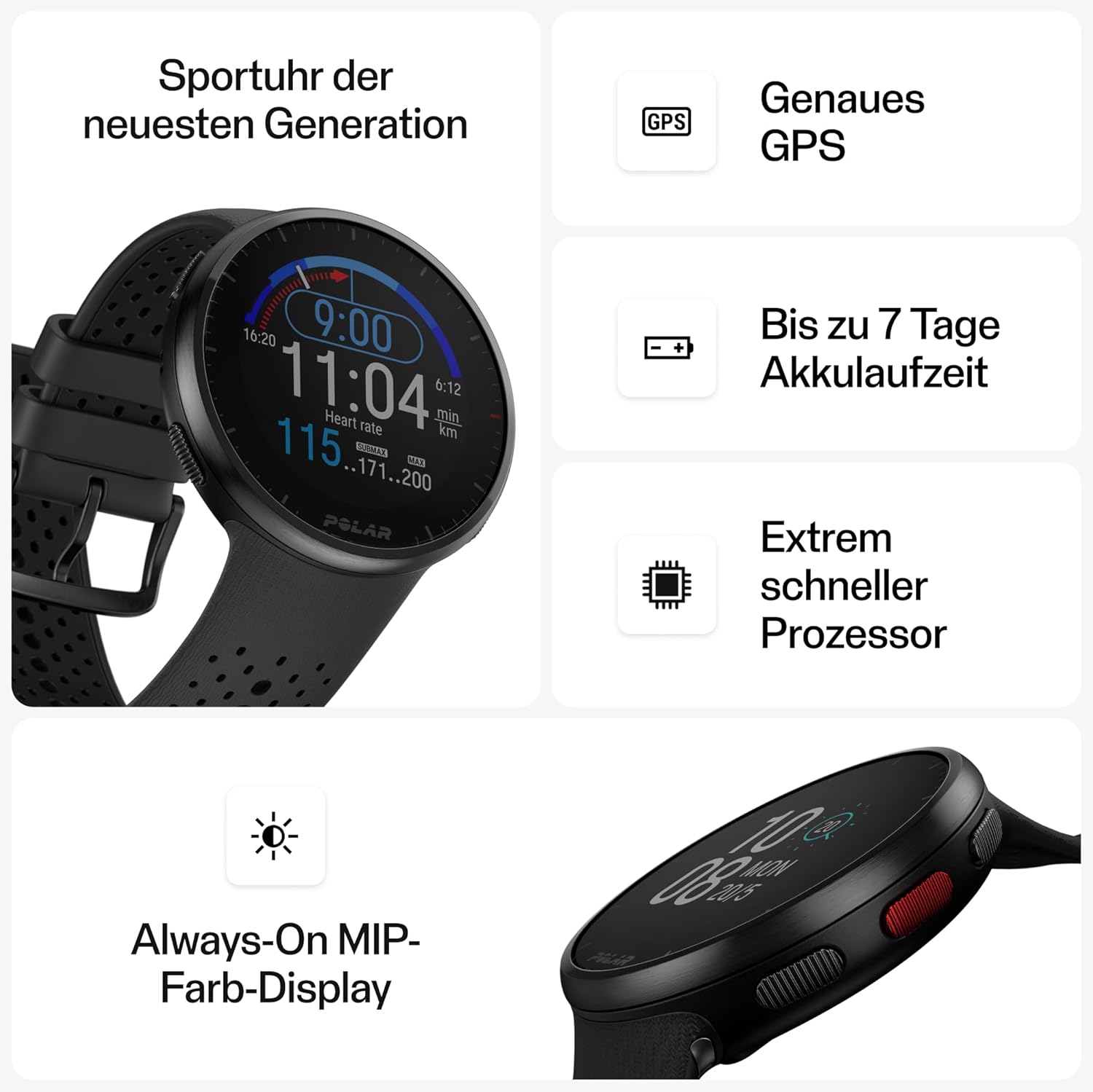 Смарт часовник Polar Pacer Pro Professional GPS Running Watch 1.2 Inch Grey - Image 3