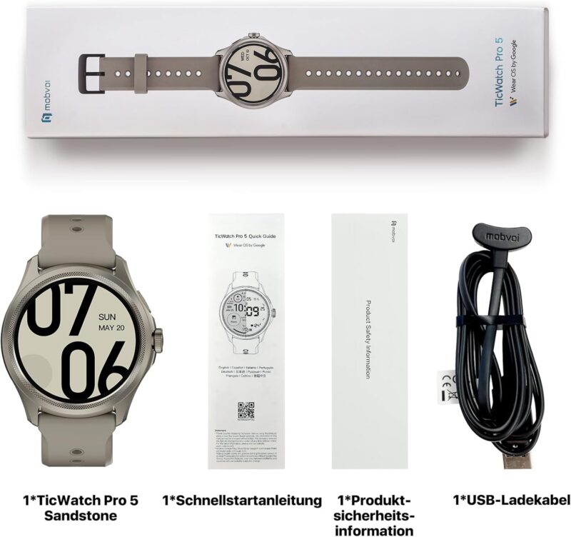 Смарт часовник Ticwatch Pro 5 Smart Watch Snapdragon W5+5ATM Sandstone 2