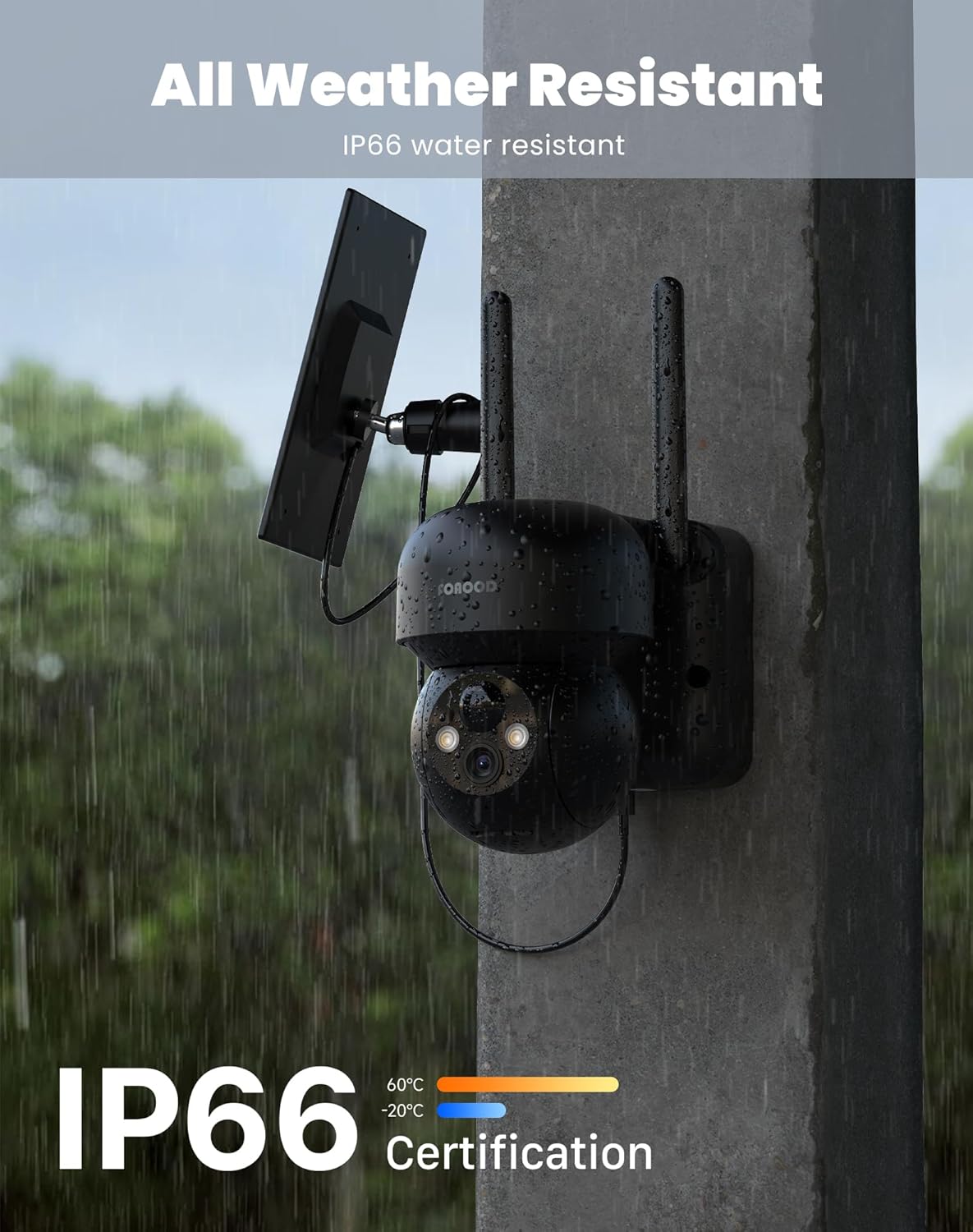 Соларна камера за видеонаблюдение FOAOOD DQ201 360° 2K Solar Surveillance Camera Outdoor Black - Image 8
