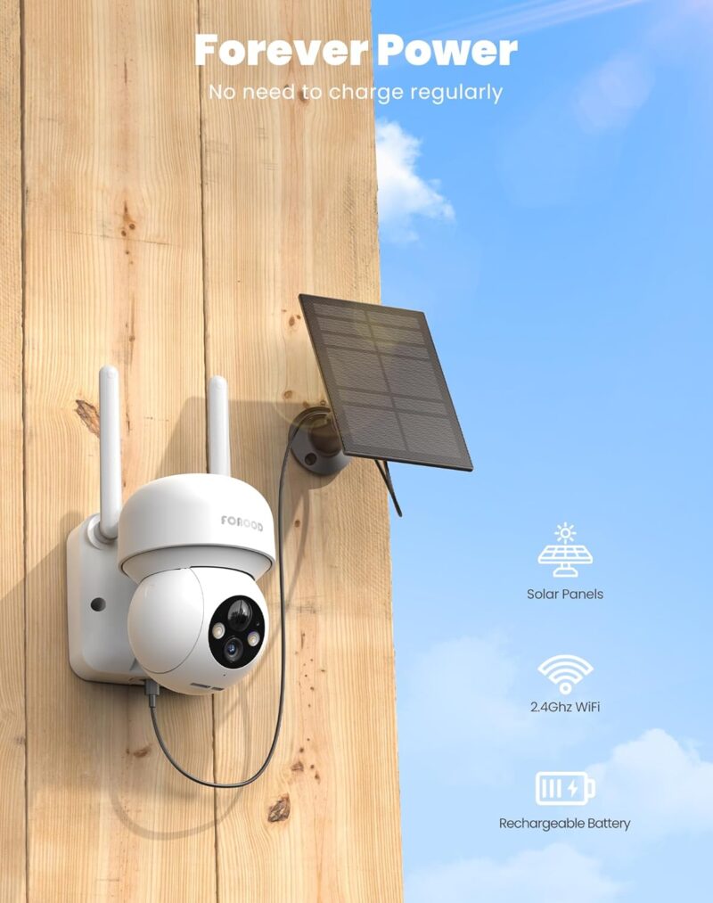 Соларна камера за видеонаблюдение FOAOOD DQ201 360° 2K Solar Surveillance Camera Outdoor White 2