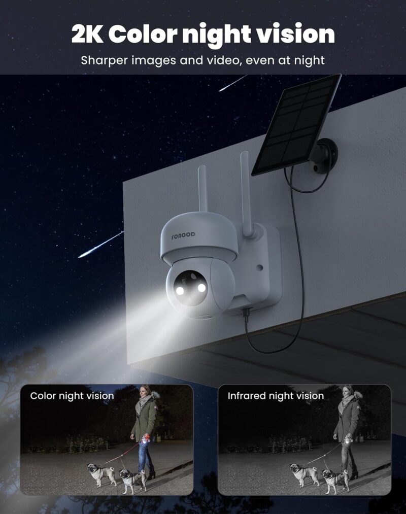 Соларна камера за видеонаблюдение FOAOOD DQ201 360° 2K Solar Surveillance Camera Outdoor White 3