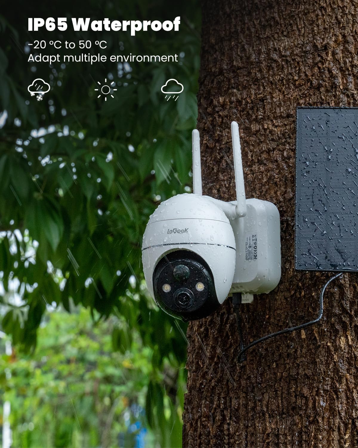 Соларна камера за видеонаблюдение ieGeek ZS-GX1S 2K 360° Solar Outdoor Surveillance Camera White - Image 7