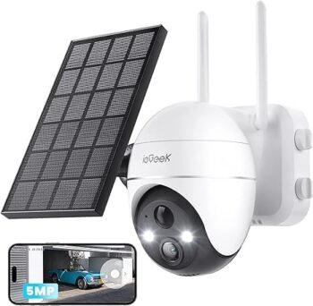 Соларна камера за видеонаблюдение ieGeek ZS-GX4S 5MP 360° Solar Outdoor Surveillance Camera White