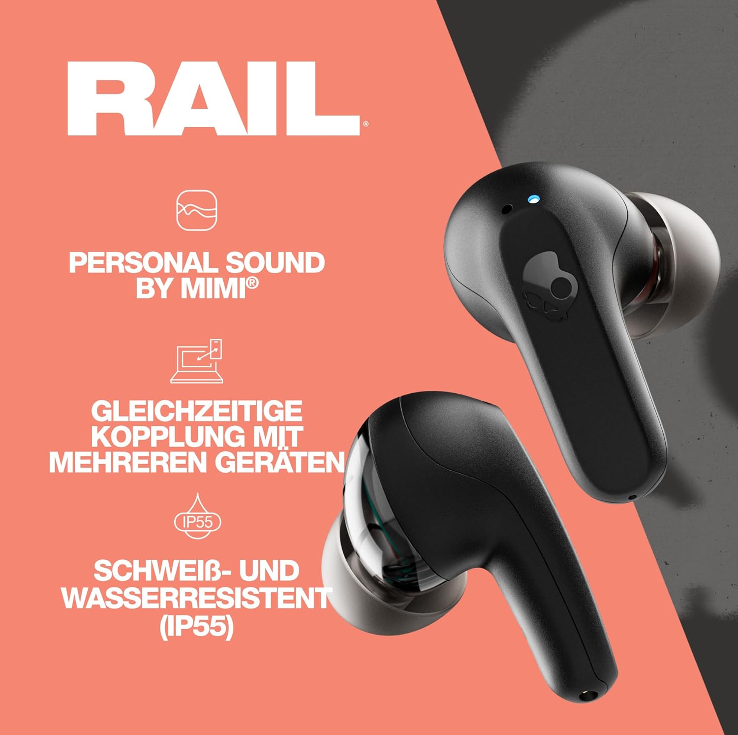 Безжични слушалки Skullcandy Rail In-Ear Wireless Headphones Black - Image 2