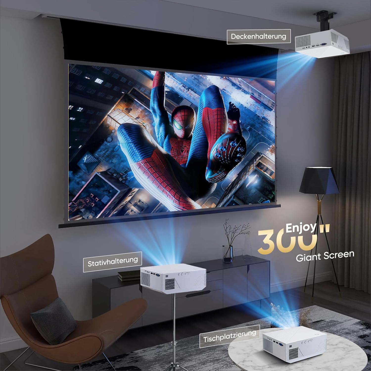 Мултимедиен проектор ZDK GC06BK Full HD 1080P 4K Support 20000 Lumen WiFi - Image 6