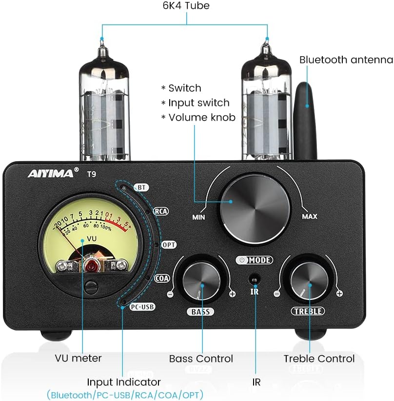 Усилвател AIYIMA T9 6K4 Vacuum Tube Amplifier 2 x 100W - Image 2