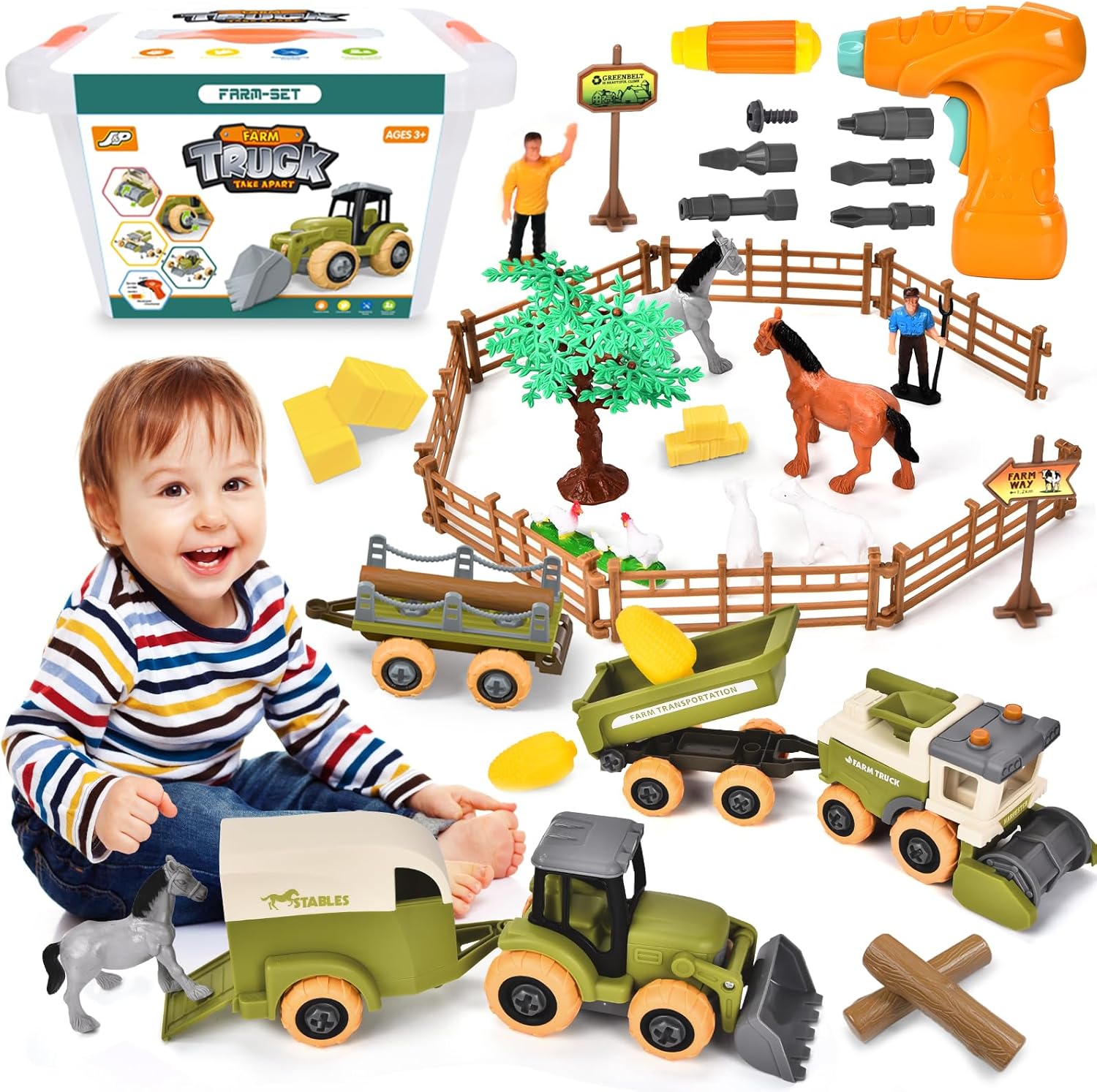 BuzzoXerex Комплект за игра Селскостопански машини и конюшня