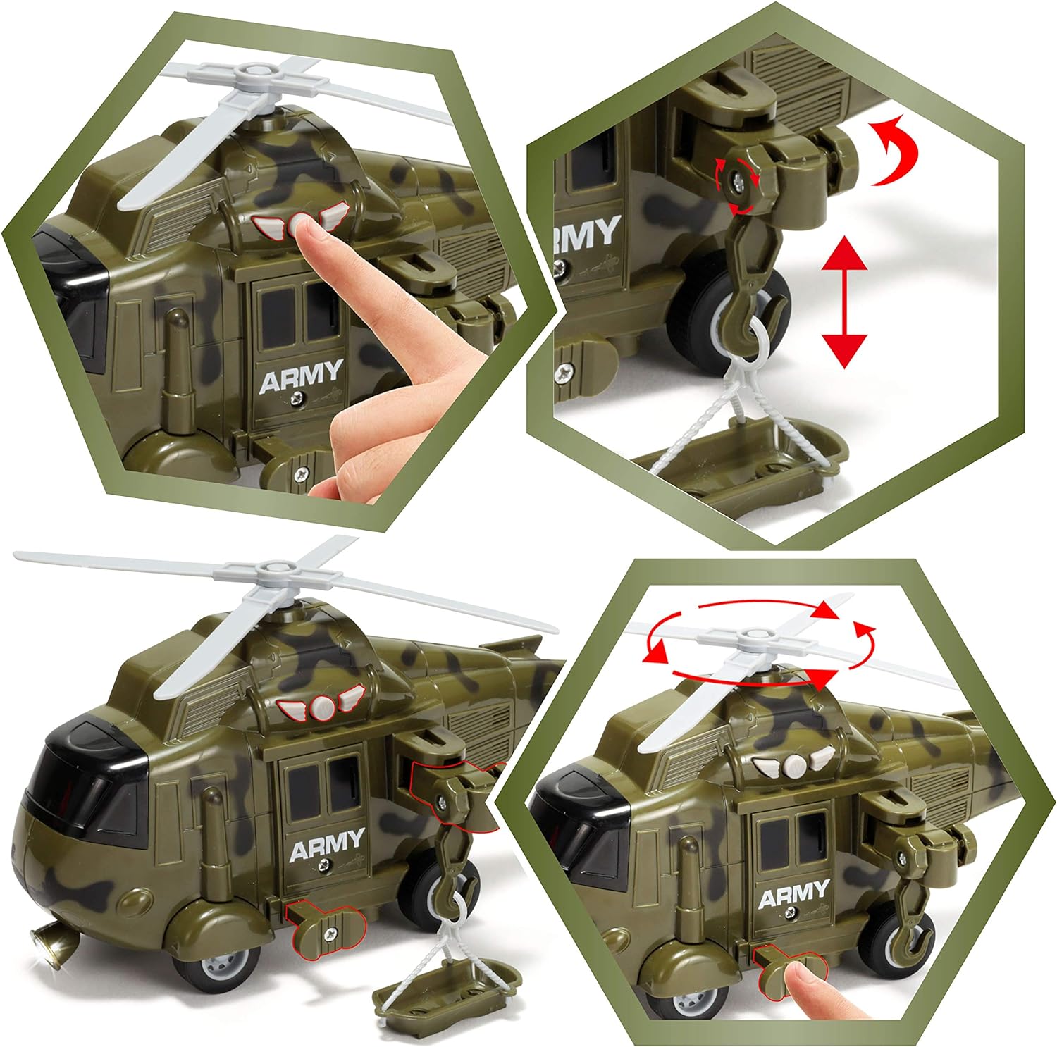 JOYIN 3 in 1 Friction Powered Комплект за игра военни автомобили - Image 4