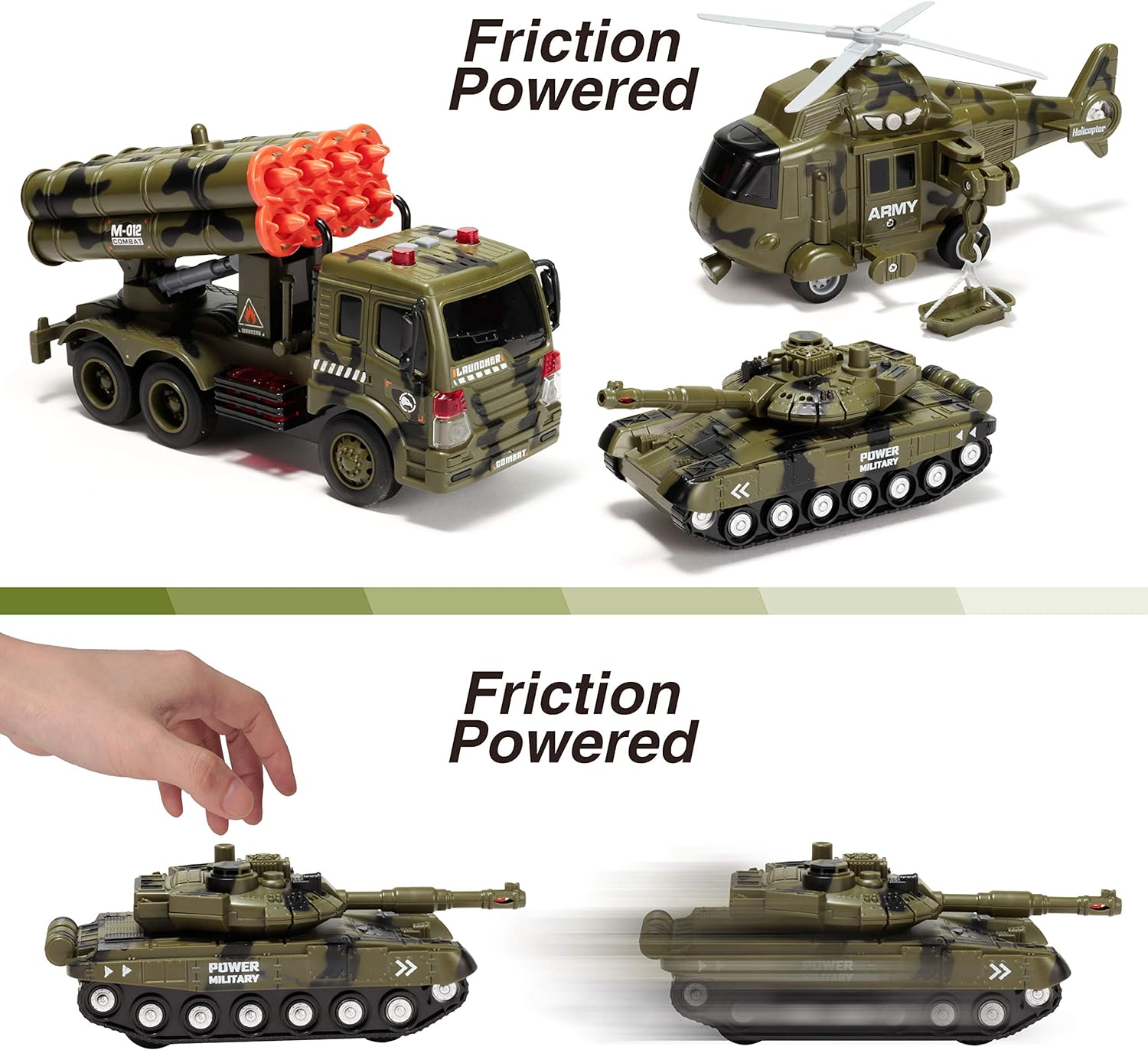 JOYIN 3 in 1 Friction Powered Комплект за игра военни автомобили - Image 5