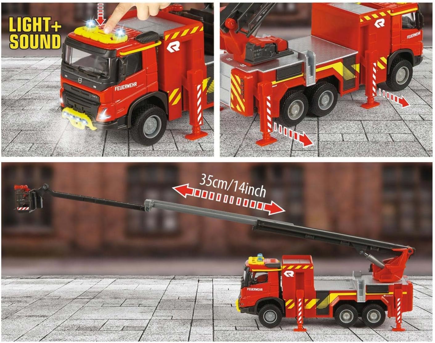 Majorette Volvo Пожарна кола с въртяща се стълба - Image 6
