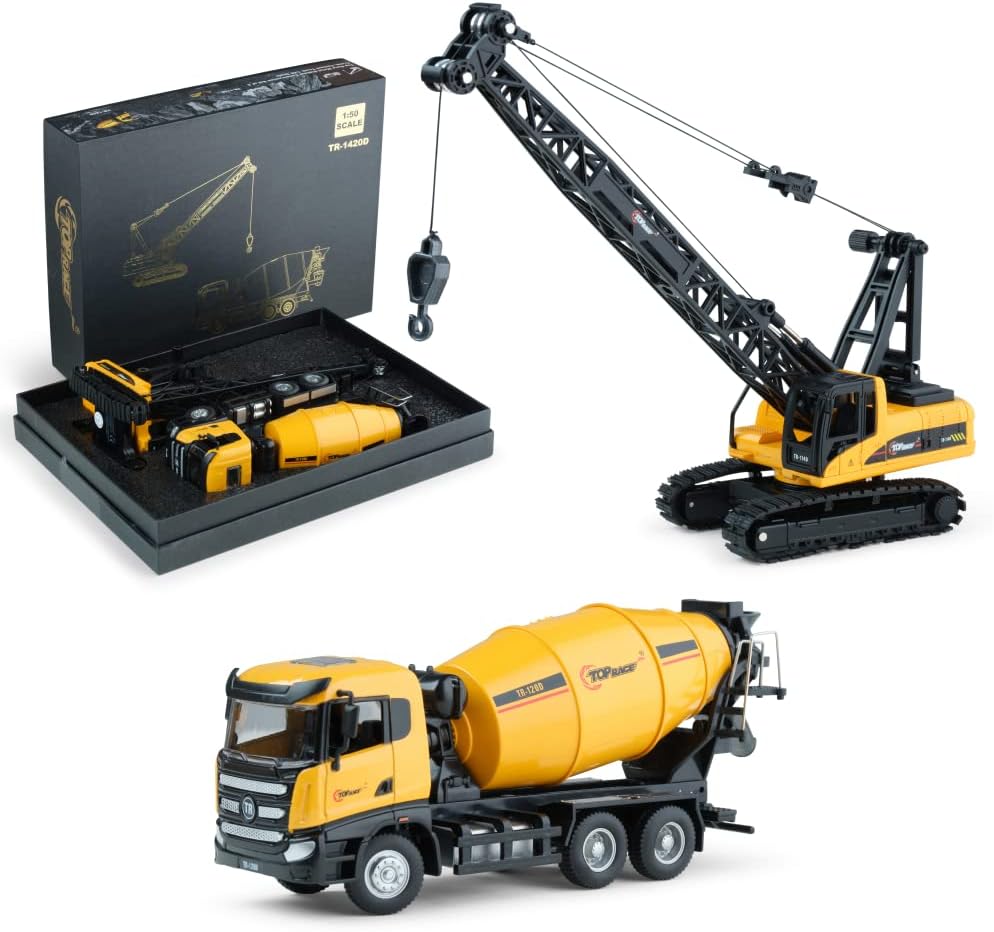 Top Race Комплект за игра Метални Бетоновоз и кран