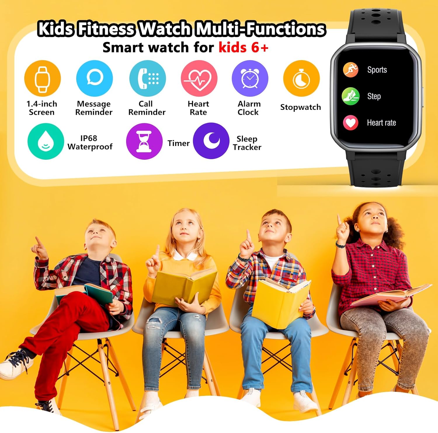 Детски смарт часовник JOYELE Smart Watch 1.5 Inch Display Black - Image 2