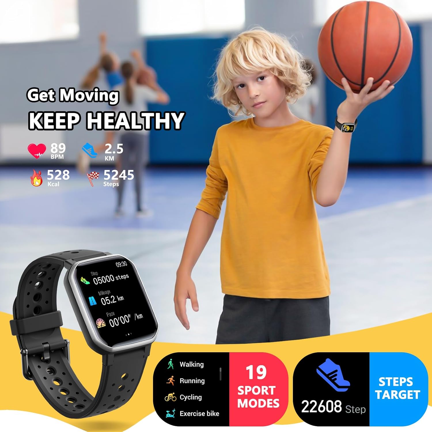 Детски смарт часовник JOYELE Smart Watch 1.5 Inch Display Black - Image 4