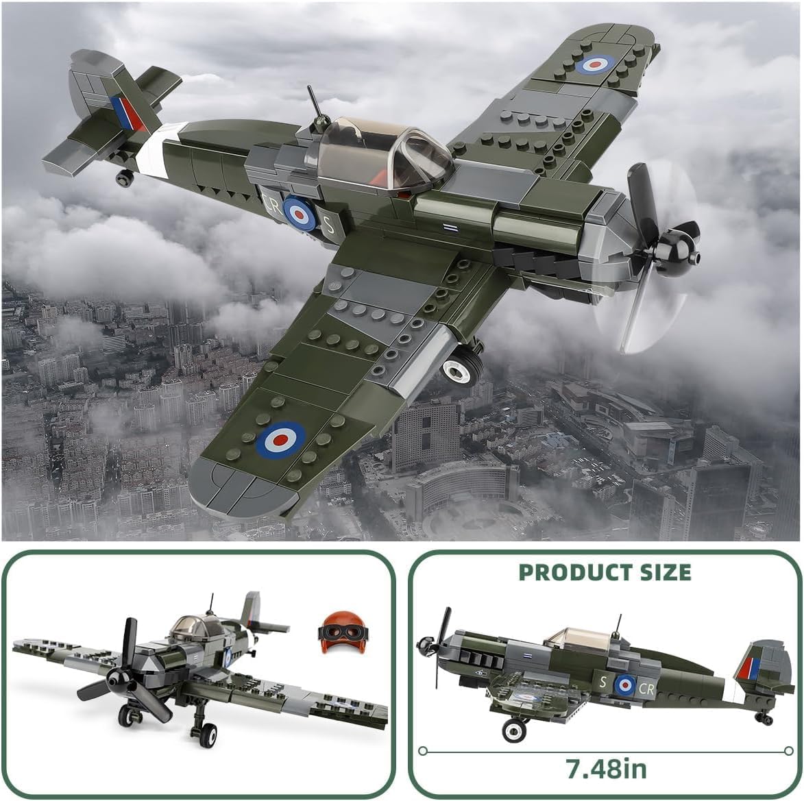 Конструктор QLT Qiaoletong WW2 Spitfire Военен самолет - Image 2