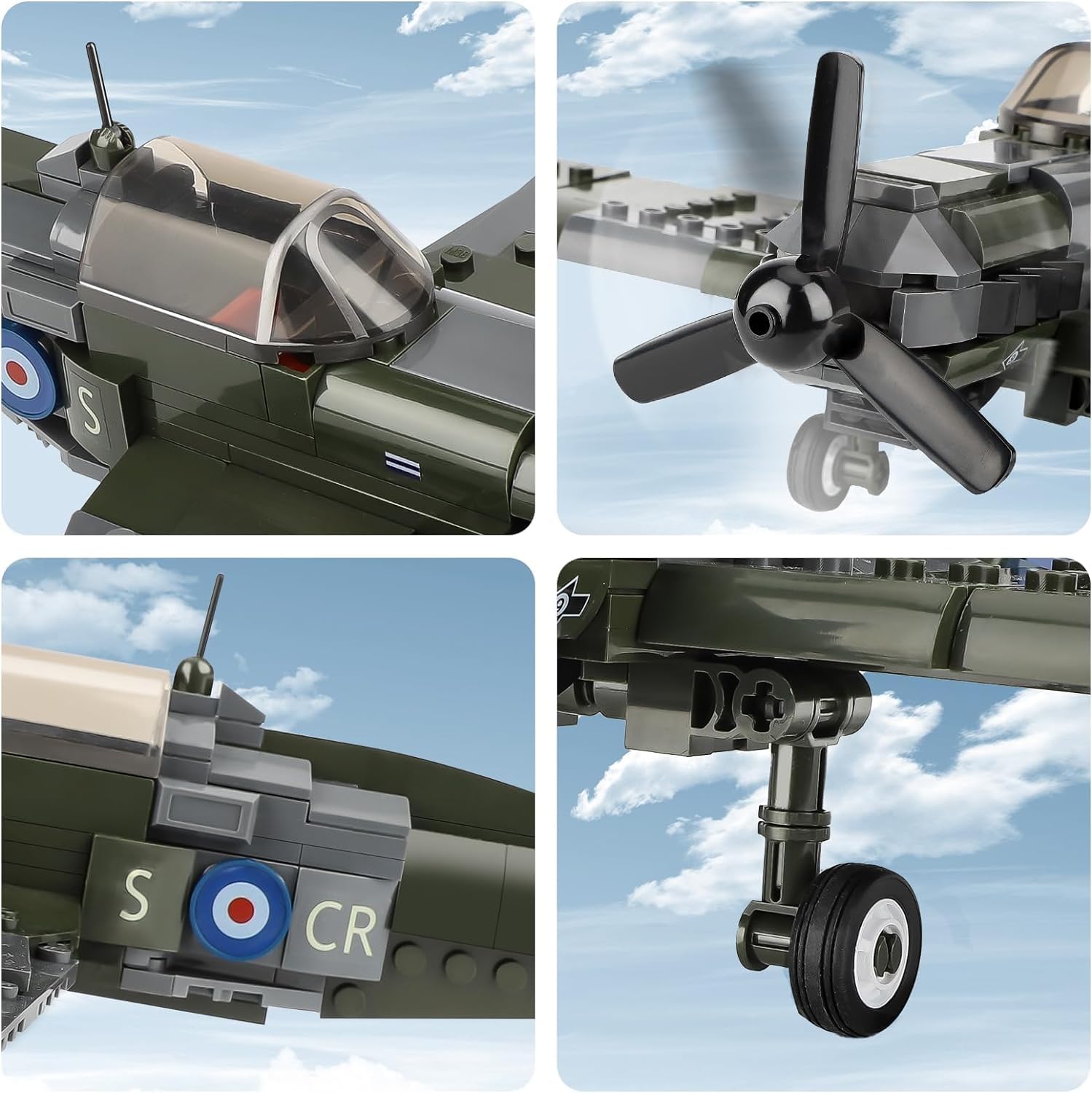 Конструктор QLT Qiaoletong WW2 Spitfire Военен самолет - Image 3