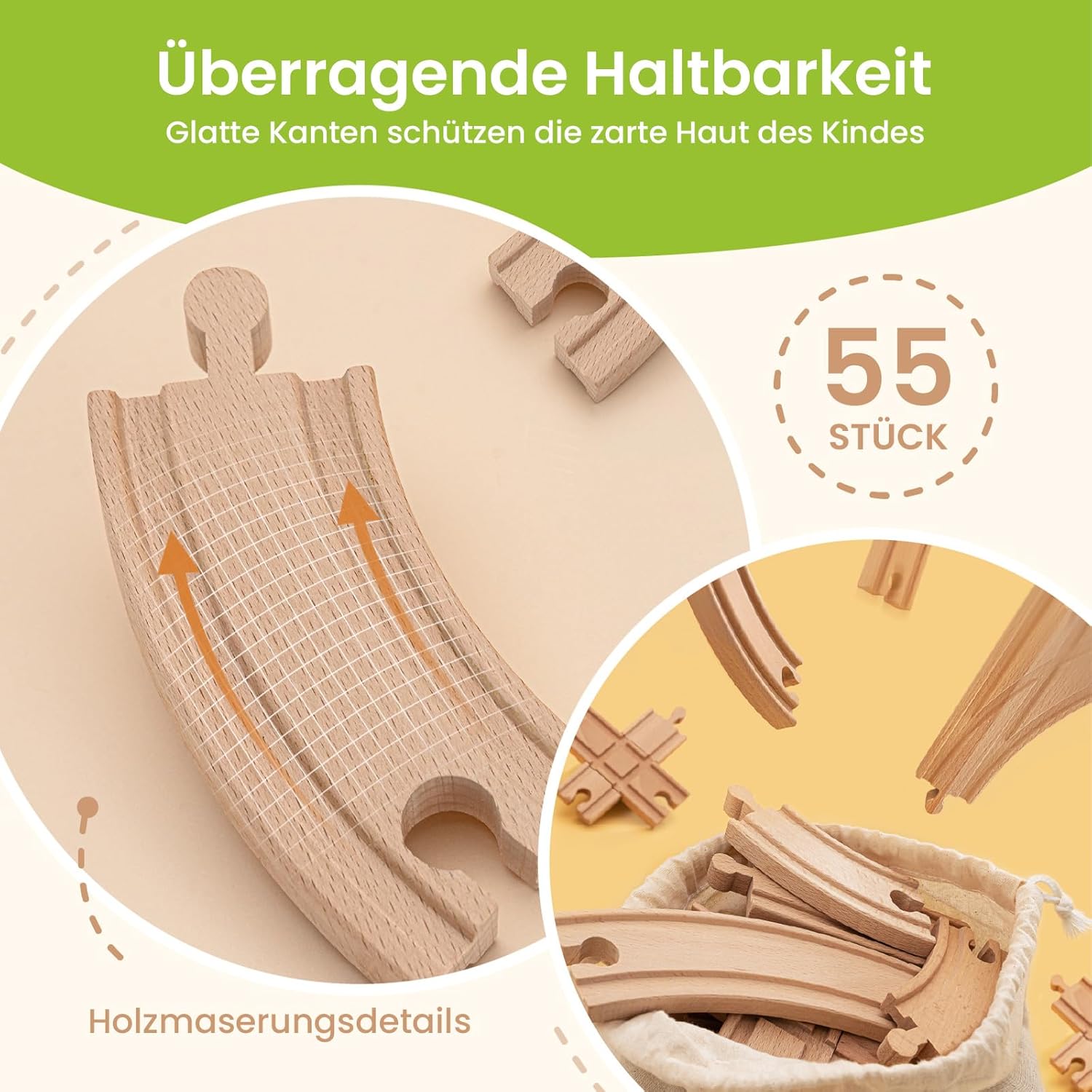 Tiny Land Дървен комплект влакчета от 55 части - Image 4