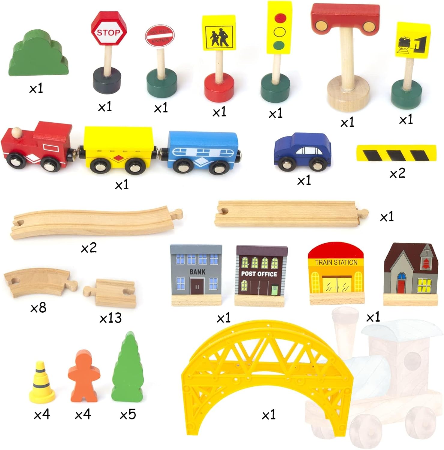 WOODENFUN Дървен комплект влакчета от 60 части - Image 2