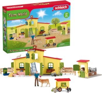 schleich Комплект за игра Ферма с кокошарник и бокс за коне (72224)