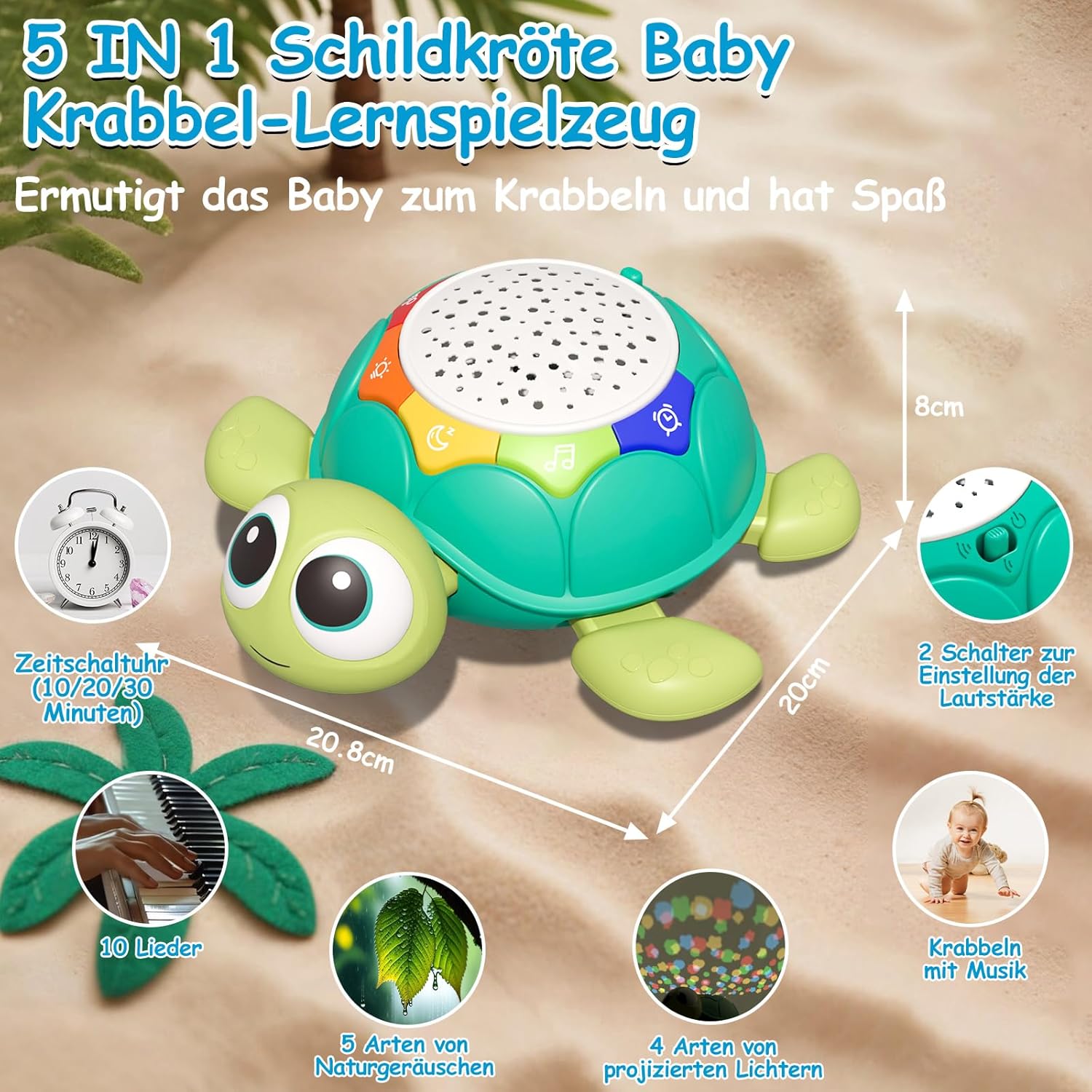 Aragallant Музикална играчка Костенурка с прожекция на звезди - Image 4