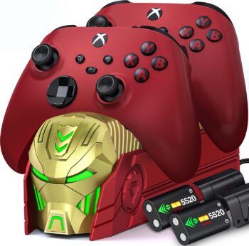 GAMSINGY Станция за зареждане на контролери Xbox One - Xbox Series X&S Red