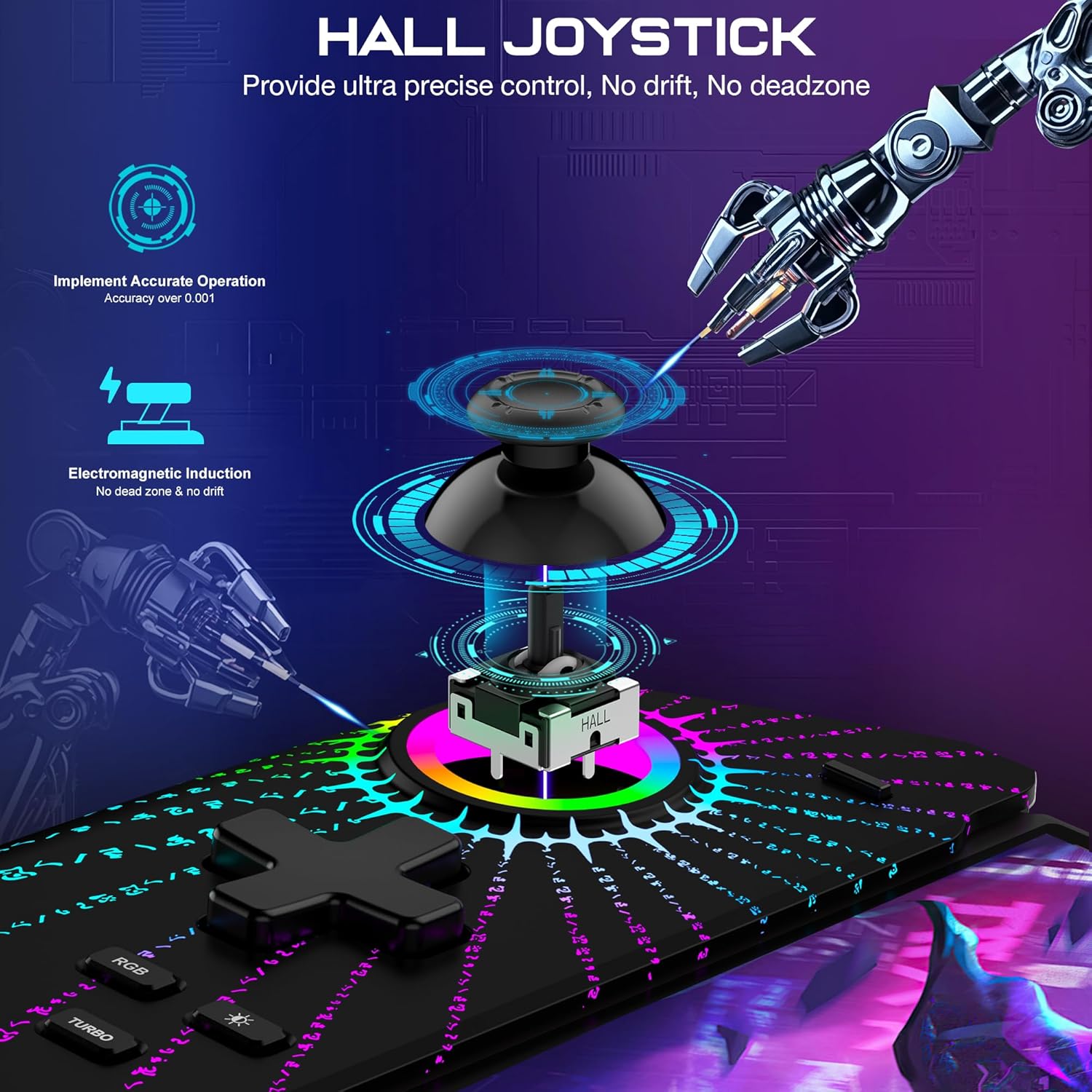 HELLCOOL Hall Effect Controller Контролер за Nintendo Switch Black Rune
