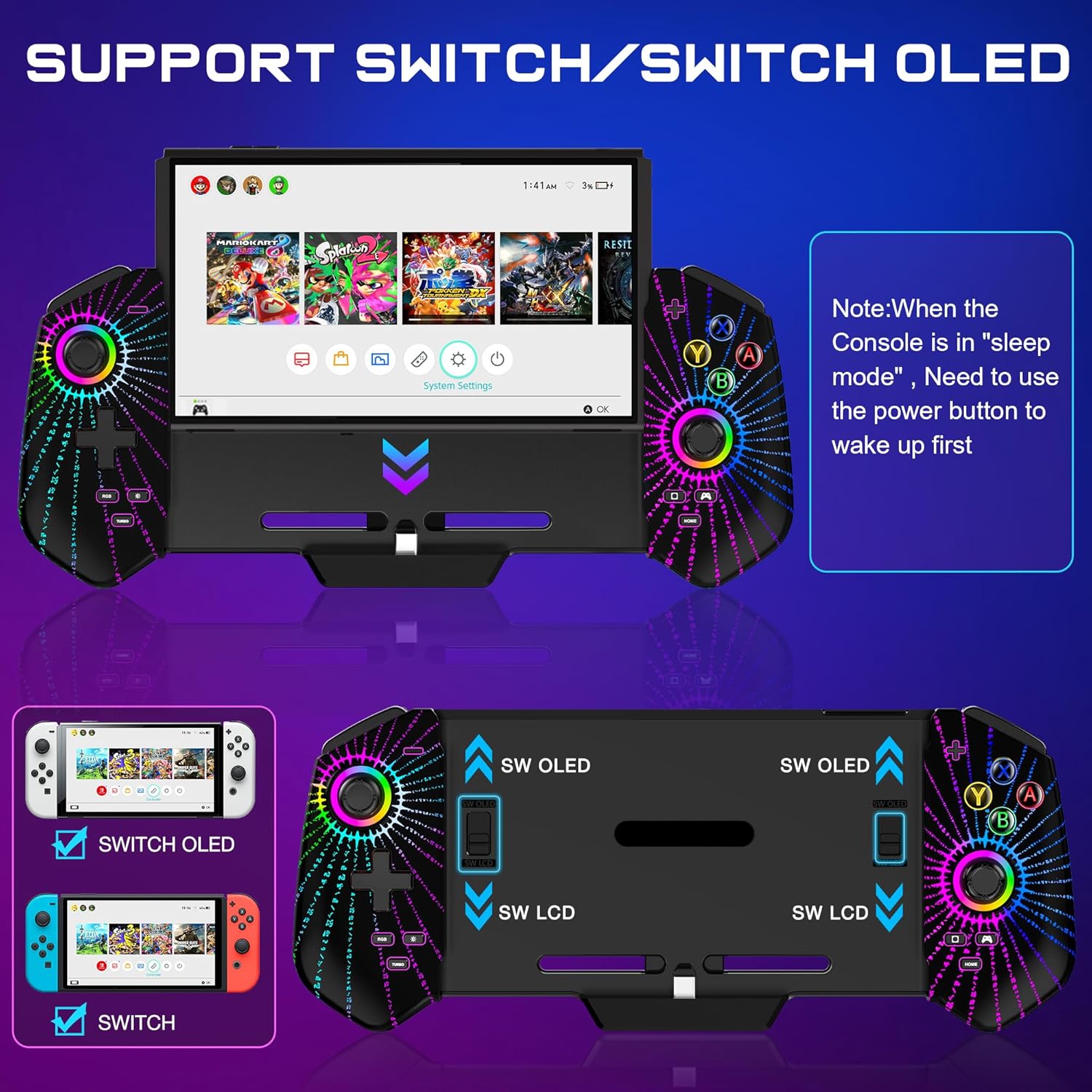 HELLCOOL Hall Effect Controller Контролер за Nintendo Switch Black Rune