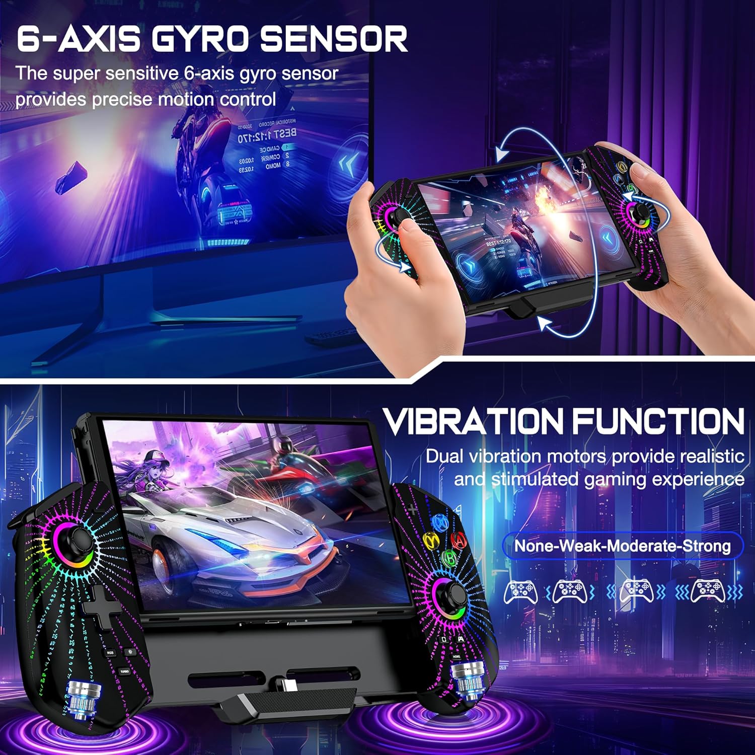 HELLCOOL Hall Effect Controller Контролер за Nintendo Switch Black Rune