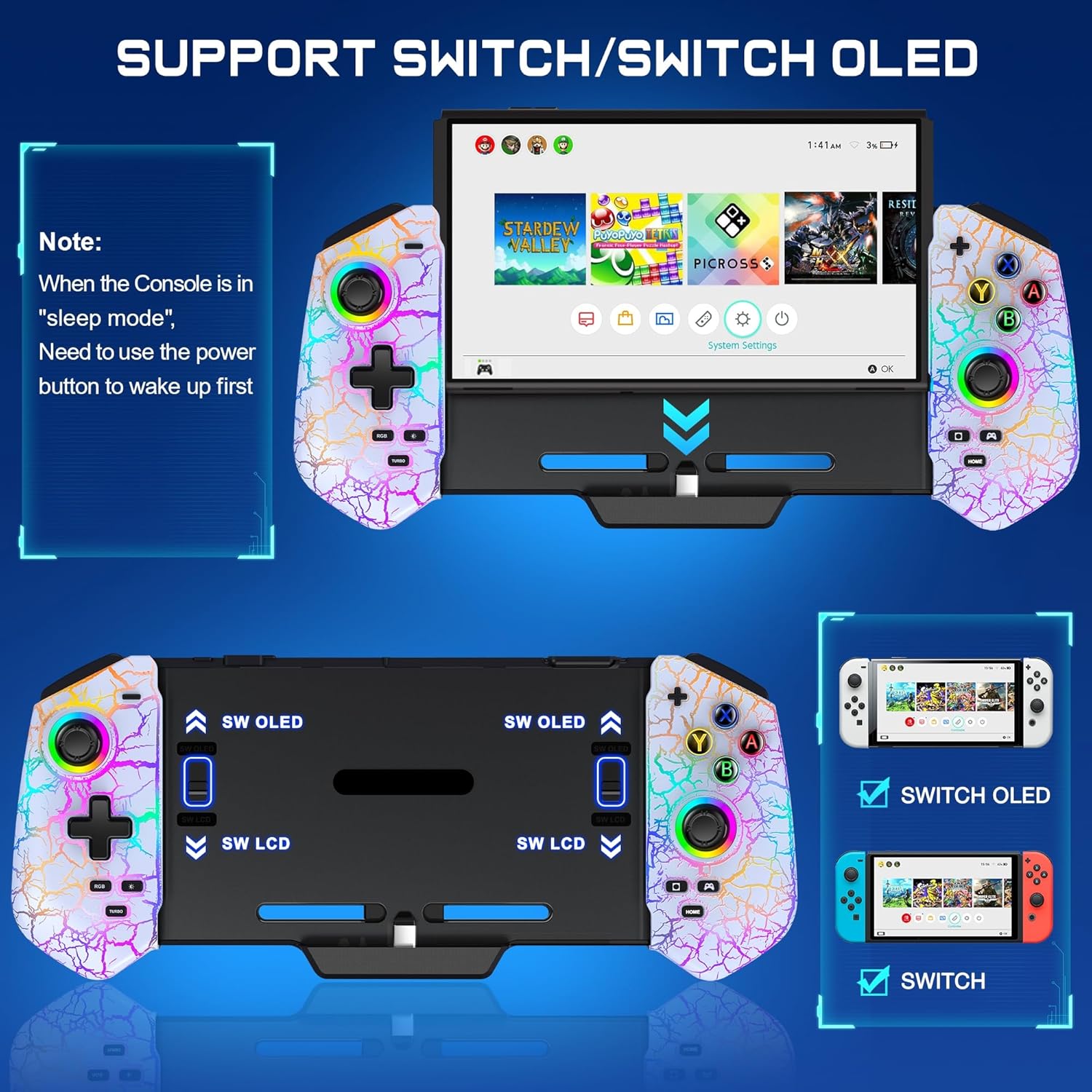 HELLCOOL Hall Effect Controller Контролер за Nintendo Switch White Crack