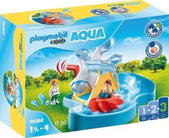 Playmobil 1.2.3 Aqua Игрален комплект с въртележка с водно колело (70268)