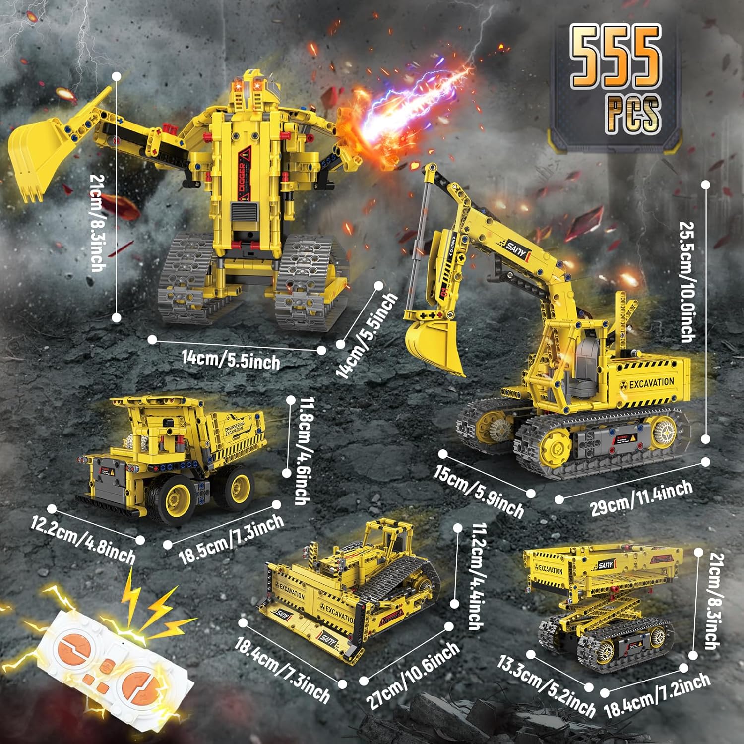 Ulikey Technik Детска играчка Строителен робот 5 в 1 с дистанционно управление - Image 3