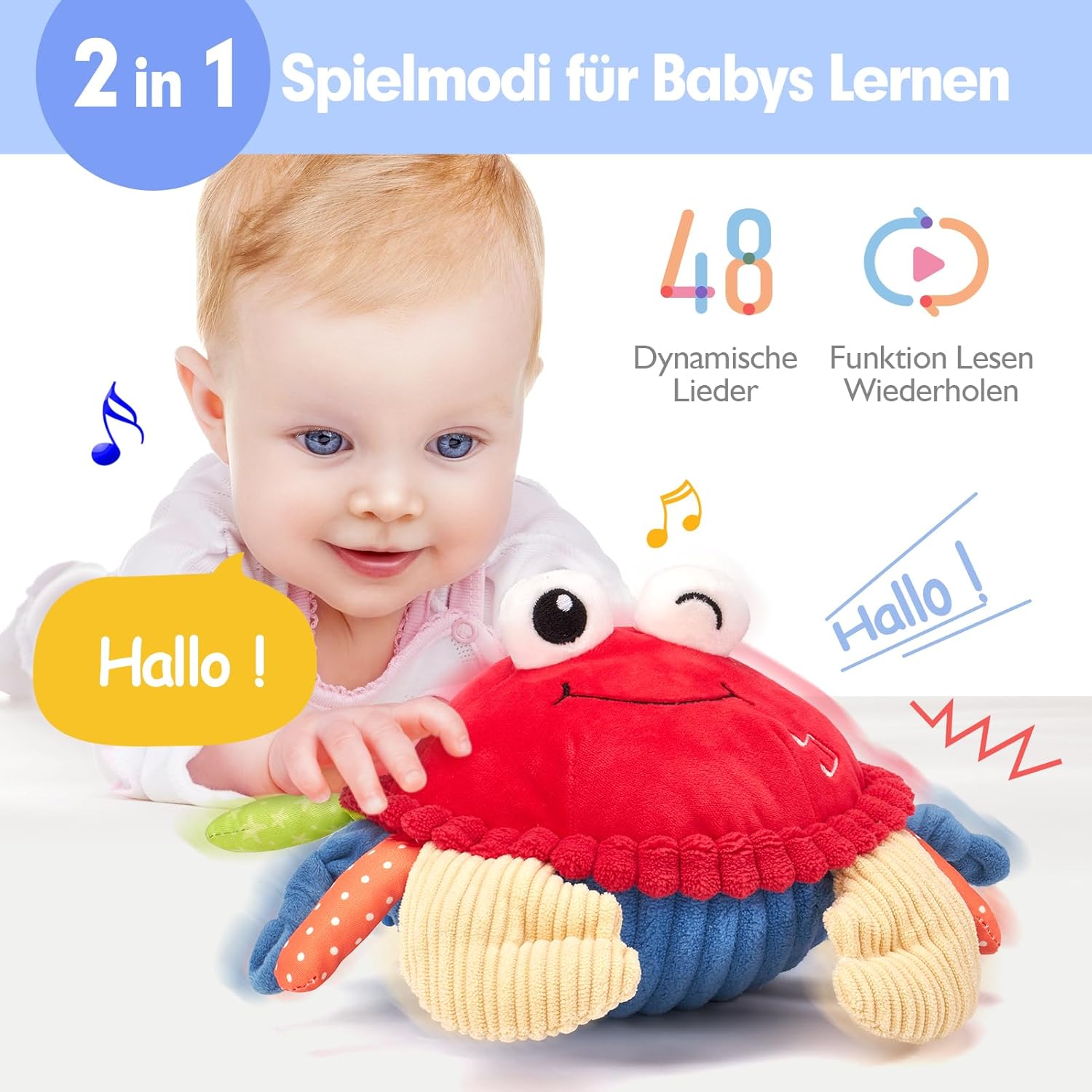 hahaland Плюшена Играчка Рак с Музика - Image 3