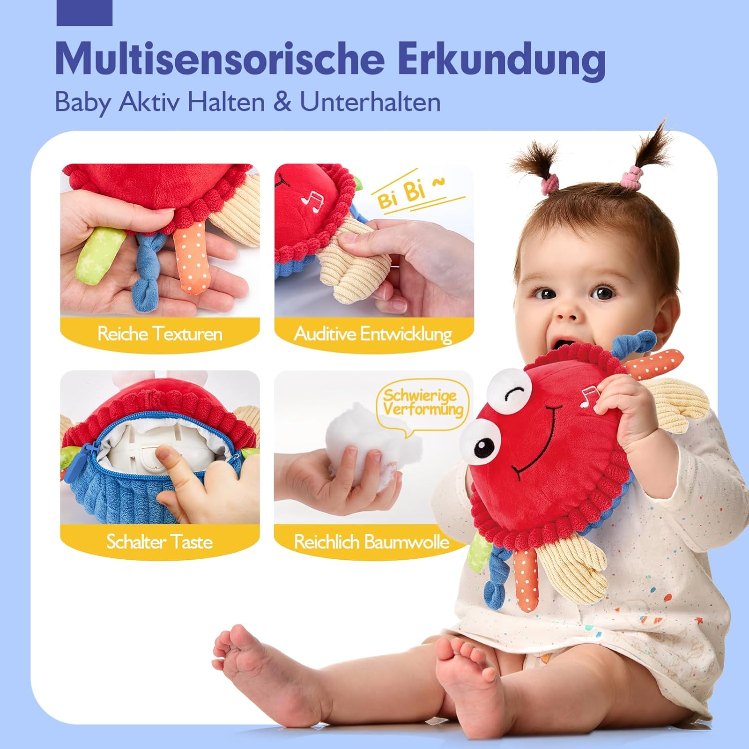 hahaland Плюшена Играчка Рак с Музика - Image 4
