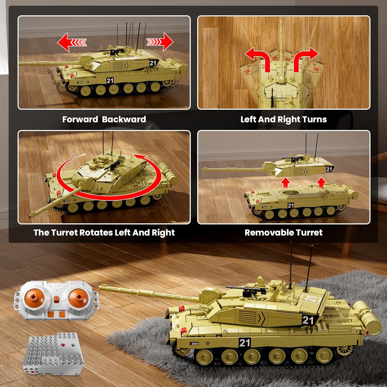 Конструктор Mould King Technic Challenger 2 танк с Дистанционно управление (20037) - Image 4