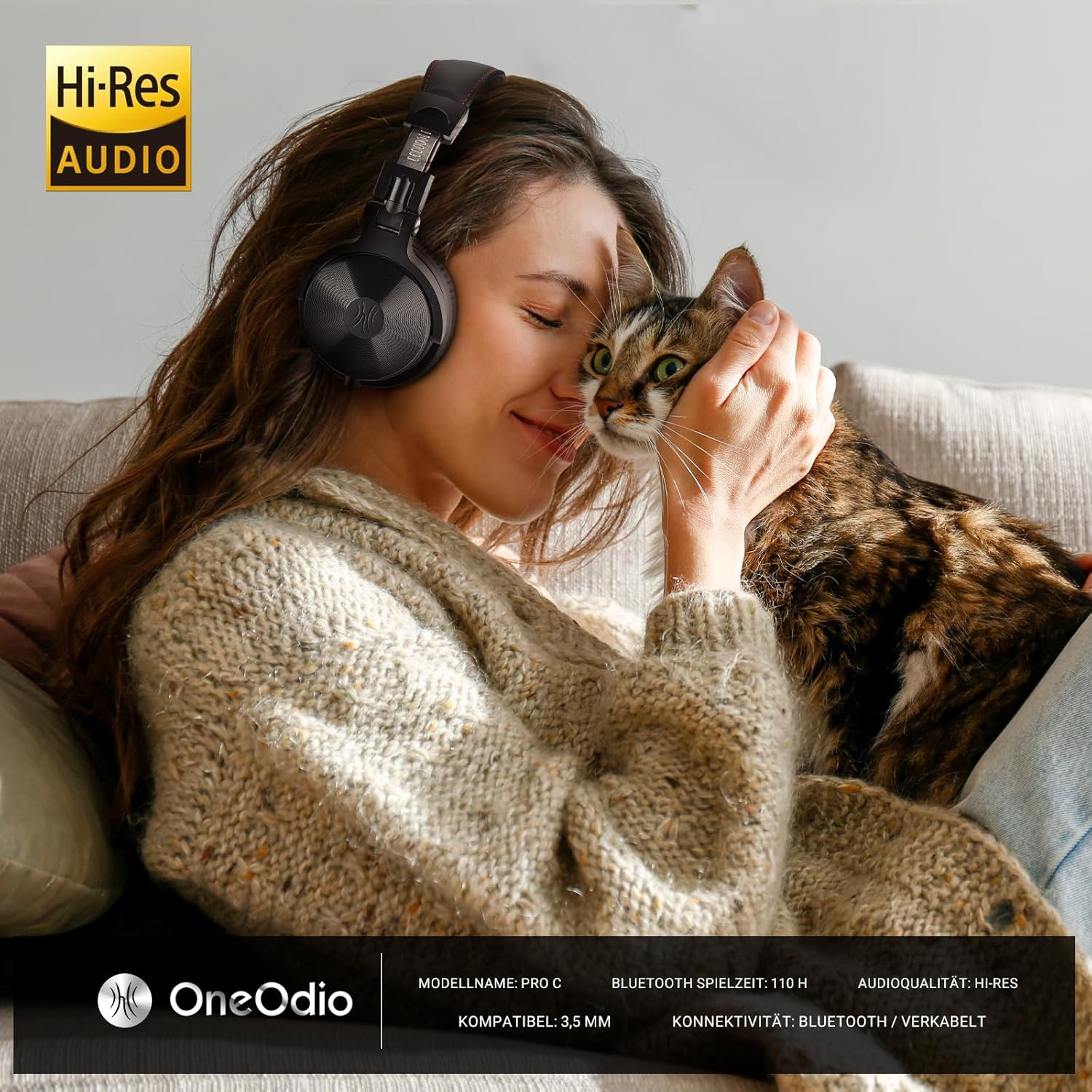 Безжични слушалки OneOdio Pro-C On-Ear Wireless Headphones Black - Image 2