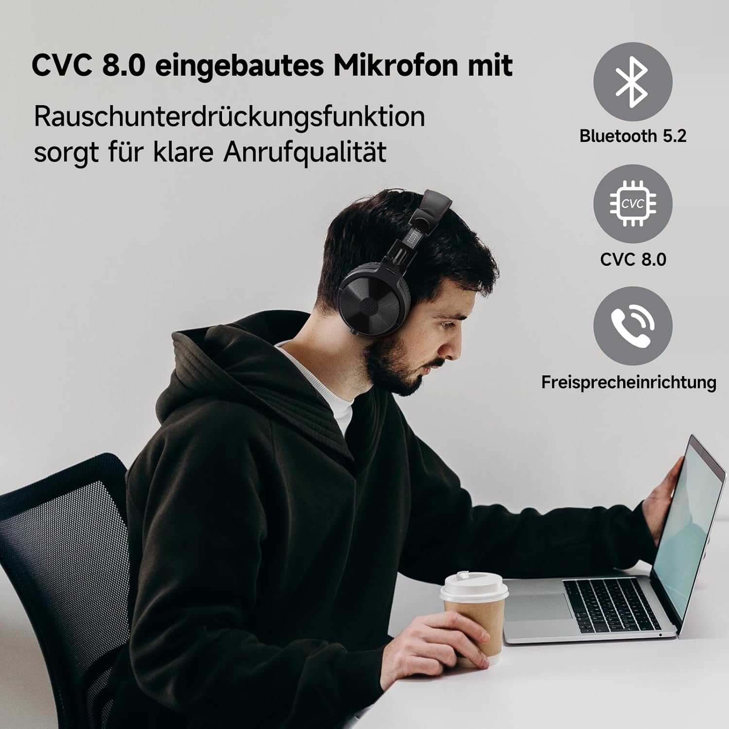Безжични слушалки OneOdio Pro-C On-Ear Wireless Headphones Black - Image 5