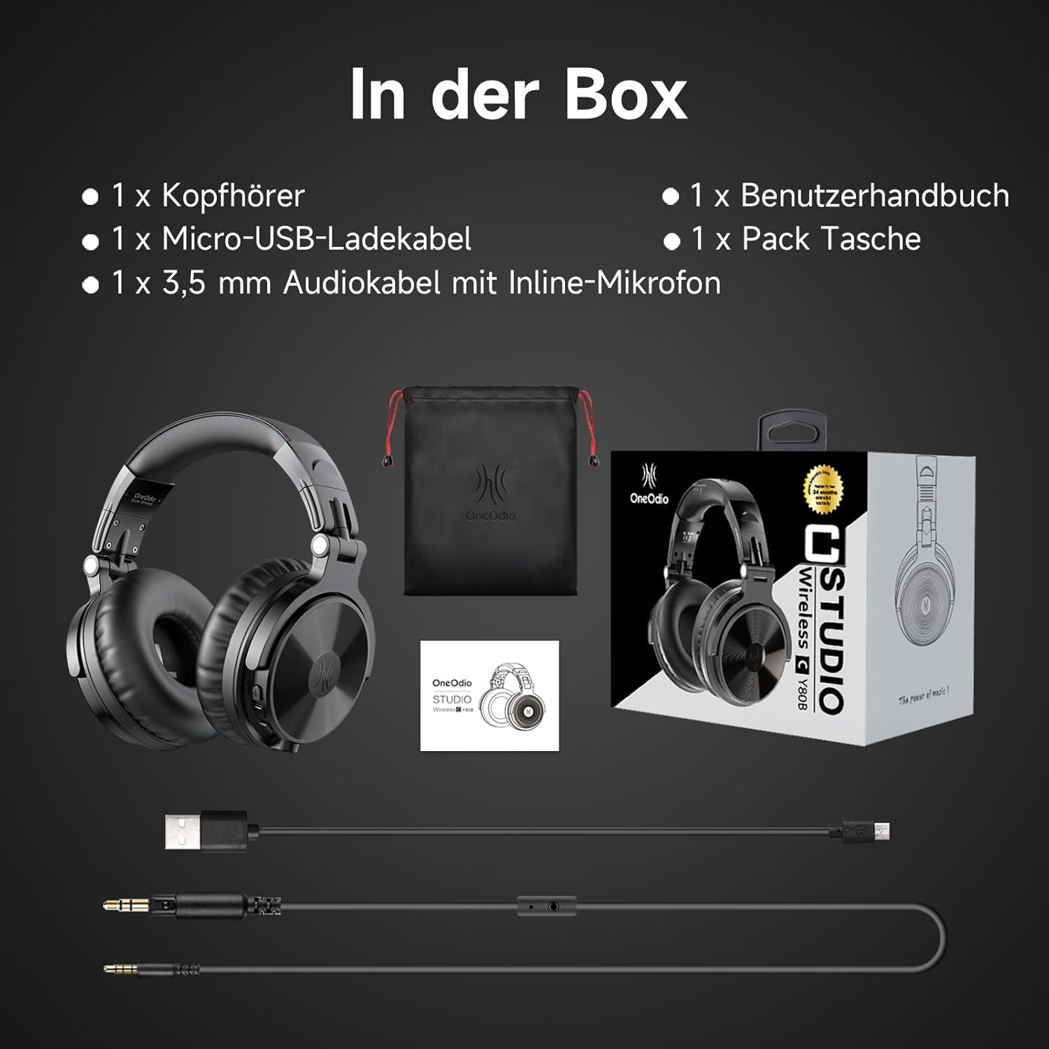 Безжични слушалки OneOdio Pro-C On-Ear Wireless Headphones Black - Image 8