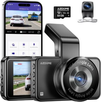 Видеорегистратор AZDOME M17 Pro 3K + 1080P WiFi Dash Cam 64GB SD