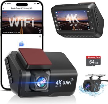 Видеорегистратор CHORTAU B-T52 4K + 1080P WiFi Dash Cam 64GB SD