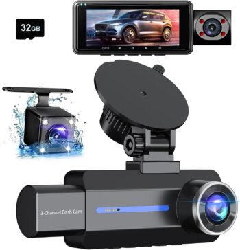 Видеорегистратор Dnoyevvs 1440P 3 Channel WiFi Dash Cam 32GB SD