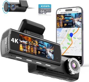 Видеорегистратор KAWA D8 GPS 4K + 1080P WiFi Dash Cam 64GB SD