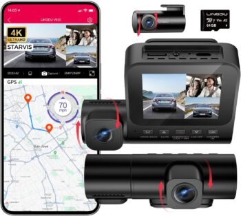 Видеорегистратор LINGDU V630 GPS 4K + 2 x 1080P 3 Channel WiFi Dash Cam