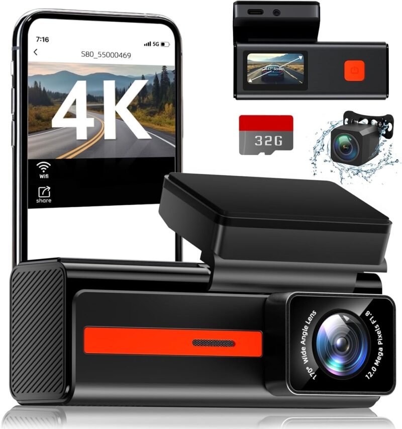 Видеорегистратор Veement S80 4K + 1080P WiFi Dash Cam 32GB SD