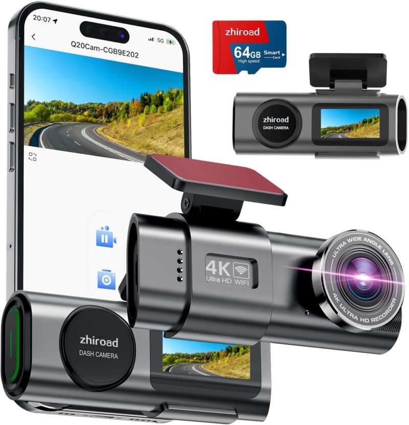 Видеорегистратор Zhiroad Q20S 4K WiFi Dash Cam 64GB SD
