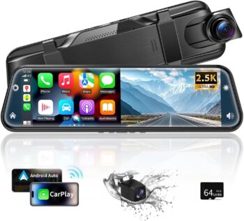 Видеорегистратор Огледало Alpinetech P11 2.5K CarPlay Android WiFi Dash Cam 64GB SD