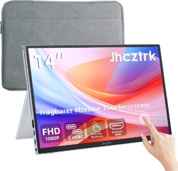 Преносим монитор Jhcztrk 14 Inch 1080p FHD 10-точков тъчскрийн